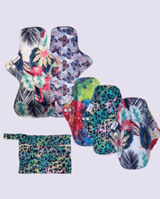Eco Pad Heavy Flow pack (2 Large, 3 Regular + Wet Bag) - Feminine Pads & Protectors