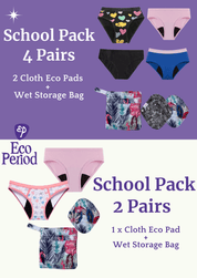 ECO PERIOD Teen School Bundle | 4 Pack + Pads + Wet Bag -
