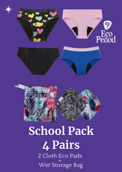 ECO PERIOD Teen School Bundle | 4 Pack + Pads + Wet Bag -