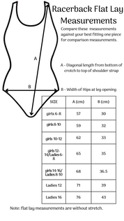 Racerback Period Swimwear Australia Size Chart