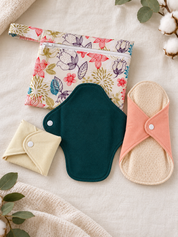 Ultra Thin Organic Cotton Liners + Wet Bag | 18 cm Reusable Cloth Liners