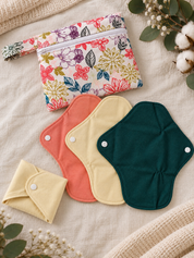 Ultra Thin Organic Cotton Liners + Wet Bag | 18 cm Reusable Cloth Liners