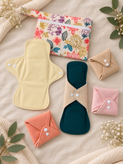 Organic Cotton Cloth Pads + Wet Bag | Regular 24 cm