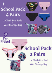 ECO PERIOD Teen School Bundle | 4 Pack + Pads + Wet Bag