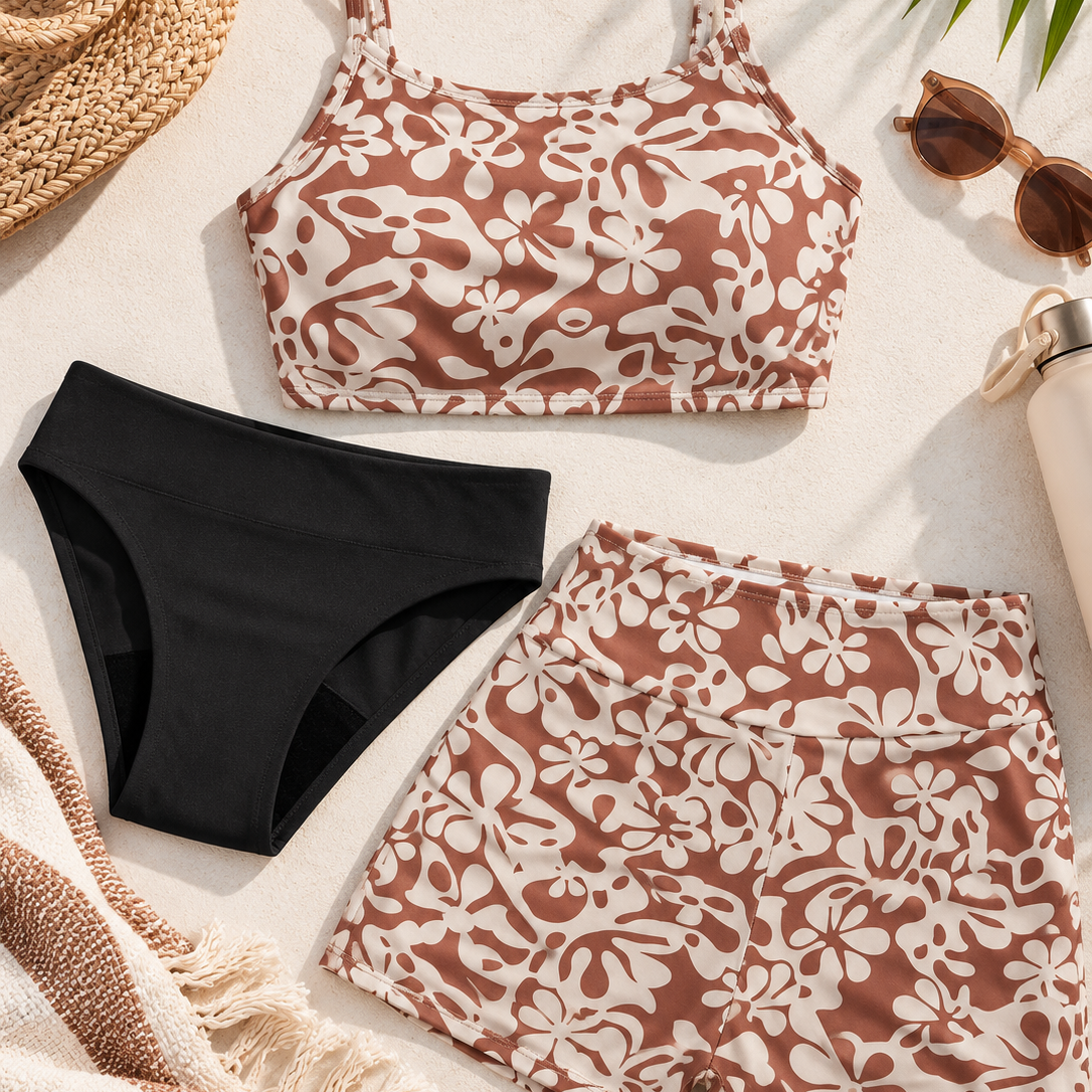 Period swim shorts set Terracotta Underswim set