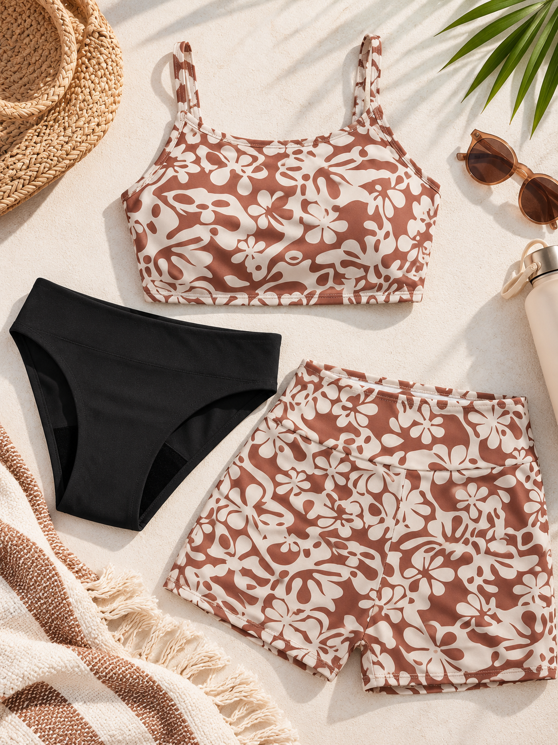 Period swim shorts set Terracotta Underswim set