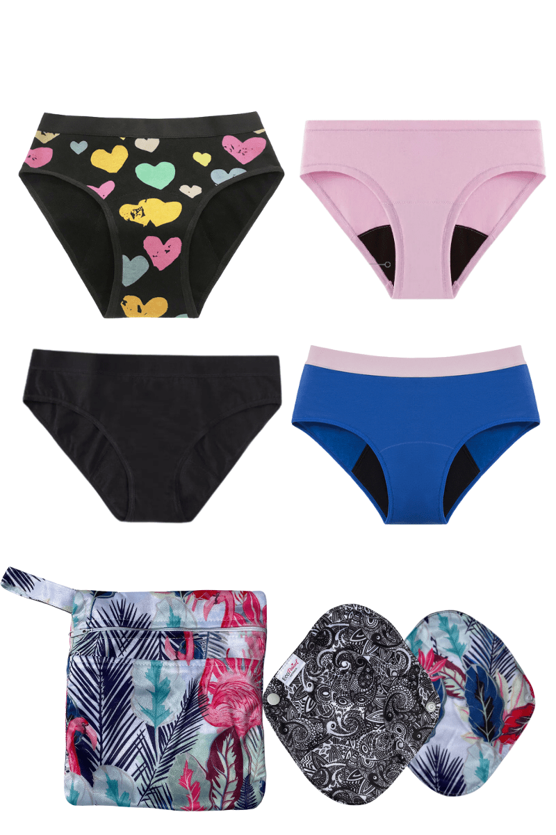 ECO PERIOD Teen School Bundle | 4 Pack + Pads + Wet Bag - 