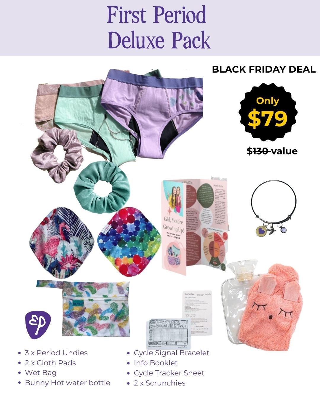 First Period Kit | Teen & Tween Underwear Pack - Underwear