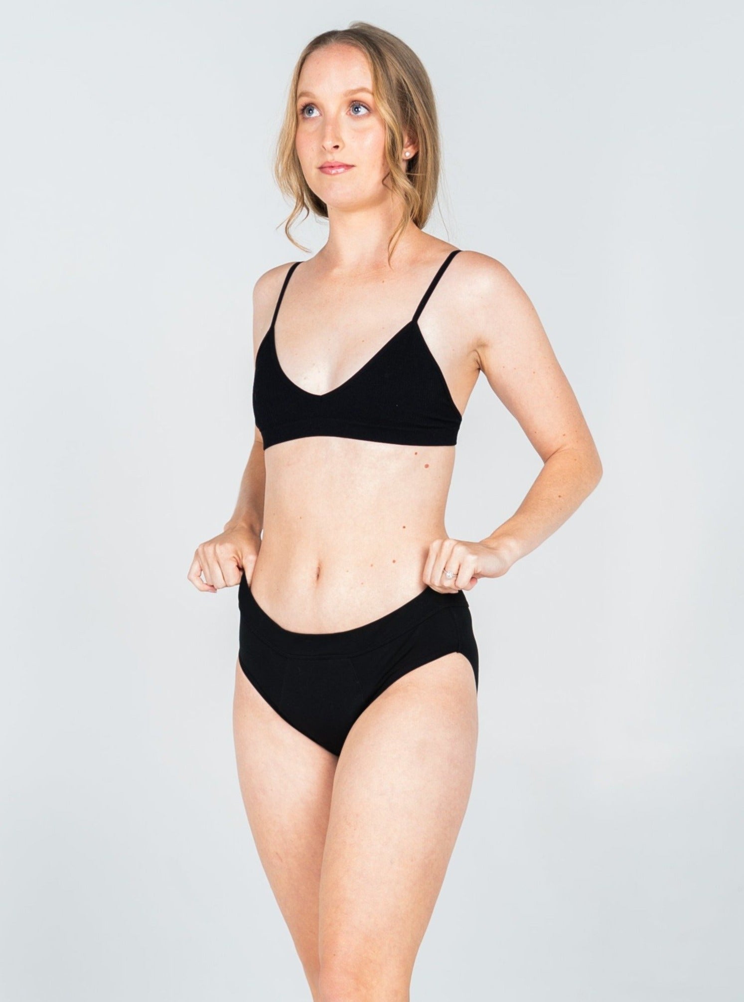 Organic Cotton Eco Period Underwear Super Bikini Black Australia