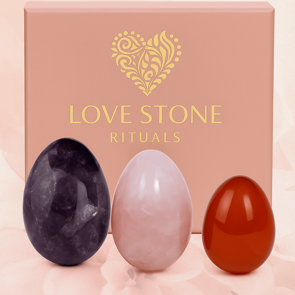 Shakti Yoni Egg Set | 3 Yoni Eggs | Rose Quartz, Amethyst, Carnelian - Yoni Eggs