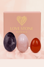 Shakti Yoni Egg Set | 3 Yoni Eggs | Rose Quartz, Amethyst, Carnelian - Yoni Eggs