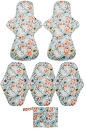 Eco Pad Heavy Flow pack (2 Large, 3 Regular + Wet Bag) - Feminine Pads & Protectors