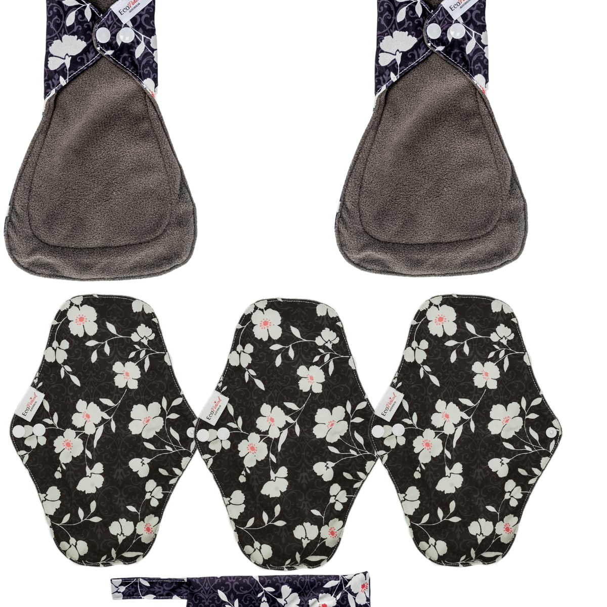 Eco Pad Heavy Flow pack (2 Large, 3 Regular + Wet Bag) - Feminine Pads & Protectors