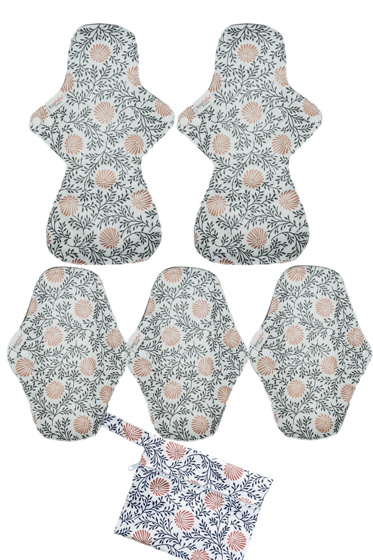 Eco Pad Heavy Flow pack (2 Large, 3 Regular + Wet Bag) - Feminine Pads & Protectors