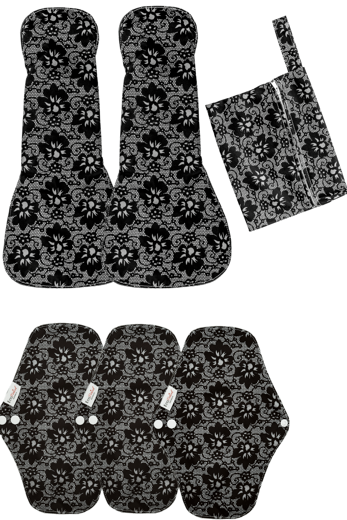 Eco Pad Heavy Flow pack (2 Large, 3 Regular + Wet Bag) - Feminine Pads & Protectors