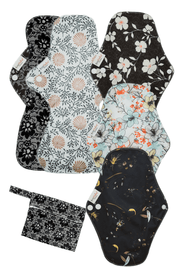 Eco Pad Heavy Flow pack (2 Large, 3 Regular + Wet Bag) - Feminine Pads & Protectors