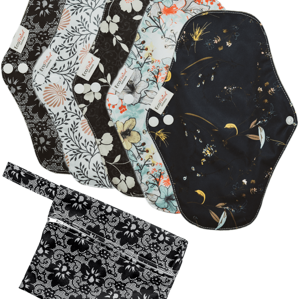 Eco Pad Regular Pack (5 Regular Eco Pads, wet bag) - Feminine Pads & Protectors