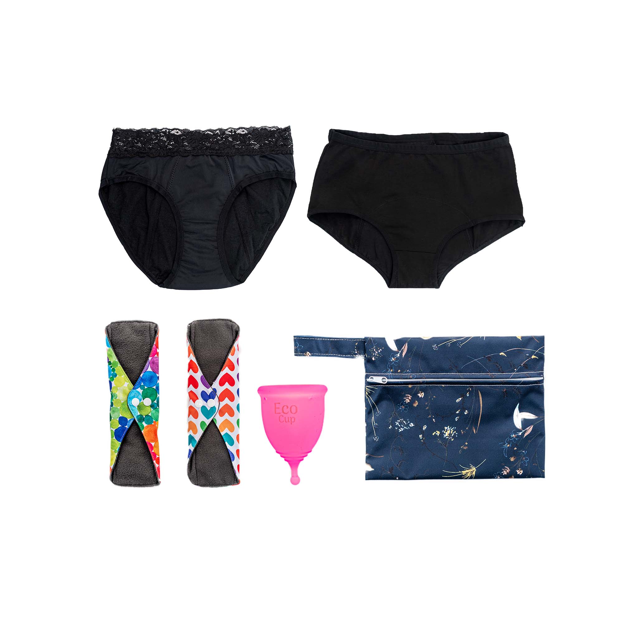 Eco Period Starter Bundle (with Eco Period Cup, Underwear & Pads) - Underwear
